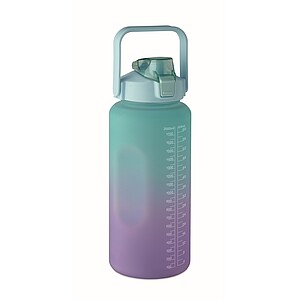 BAHAR Sportovní láhev na vodu, RPET 2000 ml, tyrkysová/fialová - ekologické reklamní předměty