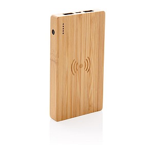 Bambusová bezdrátová powerbanka 4 000 mAh 5W, hnědá