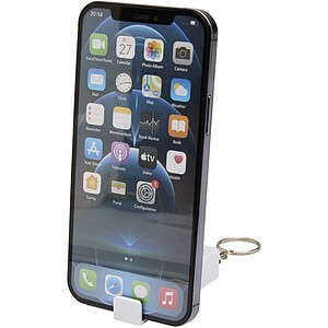 Bambusový stojan na telefon s antistresovou hračkou z recyklovaného plastu, bílá