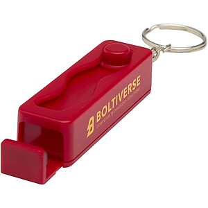 Bambusový stojan na telefon s antistresovou hračkou z recyklovaného plastu, červená