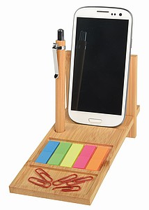 Bambusový stojánek na mobil s perem a značkovacími lístky