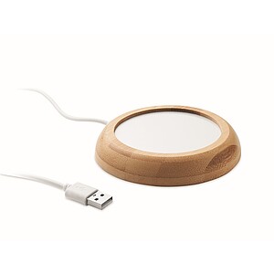Bambusový USB ohřívač hrnků, hnědá - reklamní předměty