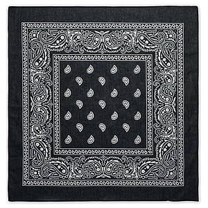 BANDIDA multifunkční bavlněný šátek čtvercového tvaru. 90 gr/m2, černý