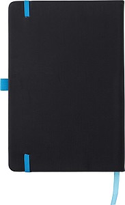 BARTAMUR Linkovaný zápisník A5 s tvrdými černými deskami a barevnou gumičkou, 96 stran, bílá