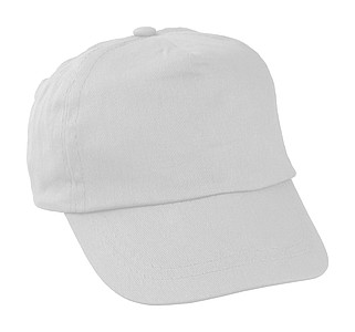 Bavlněná pětipanelová dětská kšiltovka, bílá