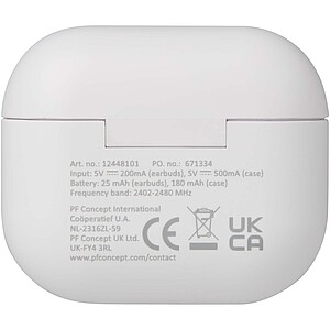 Bezdrátová sluchátka z recyklovaného plastu, bílá