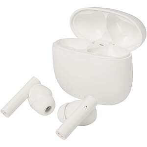 Bezdrátová sluchátka z recyklovaného plastu se silikonovými špunty, bílá