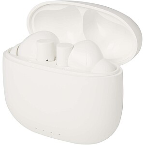 Bezdrátová sluchátka z recyklovaného plastu se silikonovými špunty, bílá