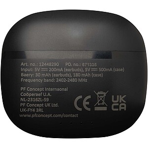 Bezdrátová sluchátka z recyklovaného plastu se silikonovými špunty, černá