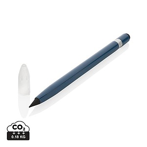 Beznáplňová tužka s gumou, hliníkové tělo, modrá - tužky s potiskem