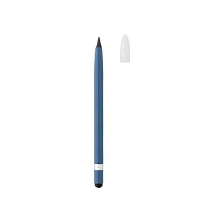 Beznáplňová tužka s gumou, hliníkové tělo, modrá