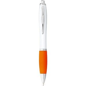 Bílá propiska Nash s barevným úchopem, bílá/oranžová