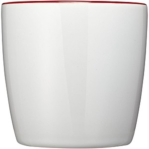 Bílý keramický hrnek s barevným vnitřkem, objem 340 ml, bílá/tmavě červená