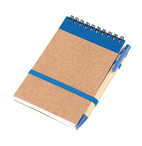 Blok na psaní s propiskou, recyklovaný materiál - nelinkovaný, modrá
