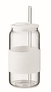 Borosilikátová sklenice 550ml s br, bílá - sklenice s vlastním potiskem