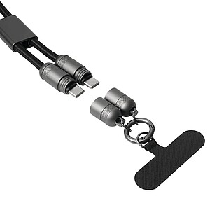 BOVALINO Multifunkční 65W nabíjecí a datový kabel, černá/šedá