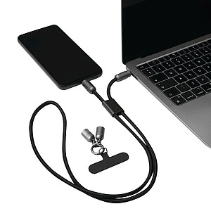 BOVALINO Multifunkční 65W nabíjecí a datový kabel, černá/šedá