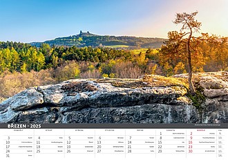 Česká krajina 2025, nástěnný kalendář, prodloužená záda