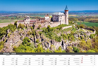 Česko mezi oblaky 2026, nástěnný kalendář, prodloužená záda