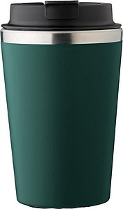 Cestovní hrnek z nerezové oceli a PP, 350 ml, tmavě zelený