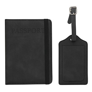 Cestovní sada obalu na doklady a visačky na zavazadla, šedá