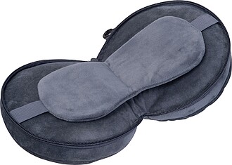 Cestovní sada polštářku a masky na oči, tmavě šedá