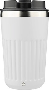 Cestovní termohrnek z recyklované nerezové oceli, 400 ml, bílá