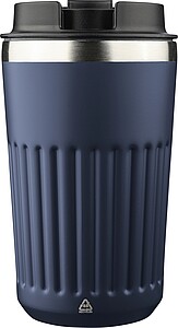 Cestovní termohrnek z recyklované nerezové oceli, 400 ml, tmavě modrá