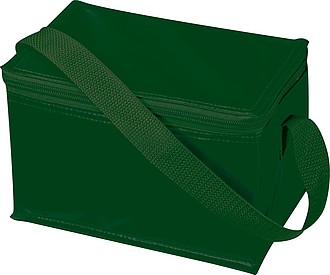 Chladící taška na 6 plechovek s popruhem, nylon, zelená