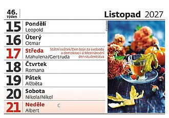 Čitelný týdenní kalendář 2027
