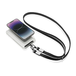 Crossbody lanyard RCS z recyklovaného PET, černá