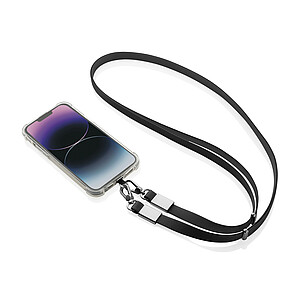 Crossbody lanyard RCS z recyklovaného PET, černá