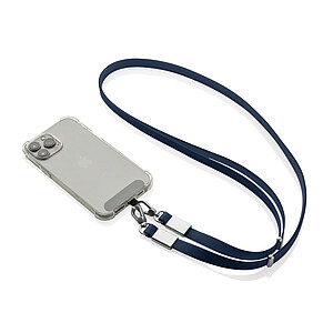 Crossbody lanyard RCS z recyklovaného PET, námořní modrá