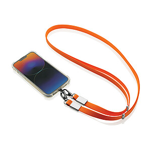 Crossbody lanyard RCS z recyklovaného PET, oranžová