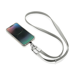 Crossbody lanyard RCS z recyklovaného PET, šedá