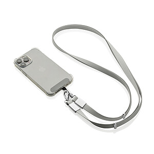 Crossbody lanyard RCS z recyklovaného PET, šedá