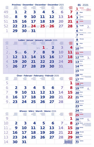 Čtyřměsíční modrý kalendář s poznámkami 2027