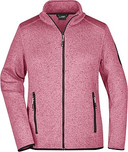 Dámská fleecová bunda James Nicholson knit fleece jacket women, růžová/bílá, vel. L