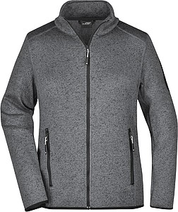 Dámská fleecová bunda James Nicholson knit fleece jacket women, tmavě šedá/stříbrná, vel. XXL