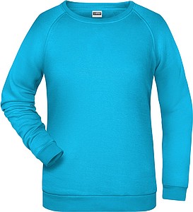 Dámská mikina James Nicholson sweatshirt women, tyrkysová, vel. S