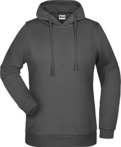 Dámská mikina s kapucí James Nicholson sweat hoodie women, antracitová, vel. XXL