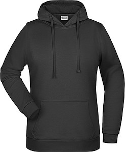 Dámská mikina s kapucí James Nicholson sweat hoodie women, černá, vel. XL