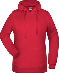 Dámská mikina s kapucí James Nicholson sweat hoodie women, červená, vel. L