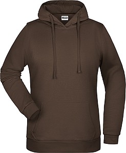 Dámská mikina s kapucí James Nicholson sweat hoodie women, hnědá, vel. M