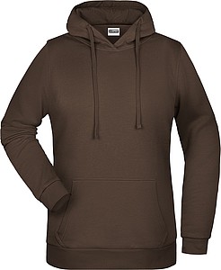 Dámská mikina s kapucí James Nicholson sweat hoodie women, hnědá, vel. XL