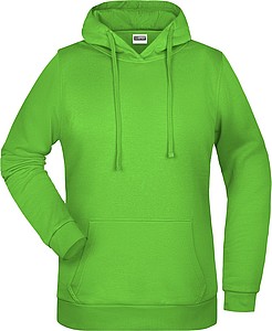 Dámská mikina s kapucí James Nicholson sweat hoodie women, jasně zelená, vel. 3XL