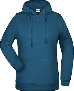 Dámská mikina s kapucí James Nicholson sweat hoodie women, modrozelená, vel. XXL