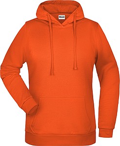 Dámská mikina s kapucí James Nicholson sweat hoodie women, oranžová, vel. 3XL