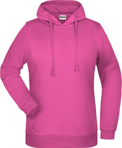 Dámská mikina s kapucí James Nicholson sweat hoodie women, růžová, vel. S