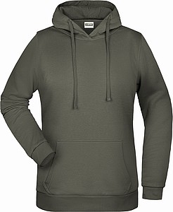 Dámská mikina s kapucí James Nicholson sweat hoodie women, šedá, vel. XL